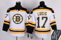 Autographed Boston Bruins -17 Milan Lucic White Stitched NHL Jersey