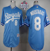 Kansas City Royals -8 Mike Moustakas Light Blue 1985 Turn Back The Clock W 2015 World Series Patch S