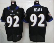 Nike Ravens -92 Haloti Ngata Black Alternate With Art Patch Men Stitched NFL Elite Jersey