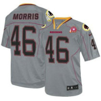 Nike Redskins -46 Alfred Morris Lights Out Grey With 80TH Patch Stitched NFL Elite Jersey