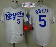 Kansas City Royals -5 George Brett White Cool Base W 2014 World Series Patch Stitched MLB Jersey