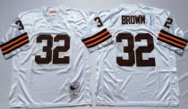 Mitchell And Ness 1963 Browns -32 Jim Brown White Throwback Stitched NFL Jersey