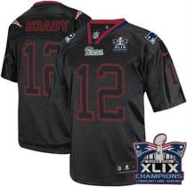 Nike New England Patriots -12 Tom Brady Lights Out Black Super Bowl XLIX Champions Patch Mens Stitch