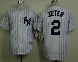 New York Yankees -2 Derek Jeter White Name On Back Stitched MLB Jersey