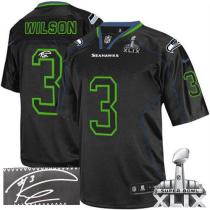 Nike Seattle Seahawks #3 Russell Wilson Lights Out Black Super Bowl XLIX Men‘s Stitched NFL Elite Au