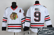 Autographed Chicago Blackhawks -9 Bobby Hull Stitched White NHL Jersey