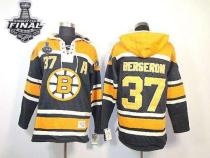 Boston Bruins Stanley Cup Finals Patch -37 Patrice Bergeron Black Sawyer Hooded Sweatshirt Stitched