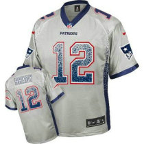 Nike Patriots -12 Tom Brady Grey Stitched NFL Elite Drift Fashion Jersey
