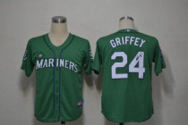 MLB Seattle Mariners #24 Ken Griffey Stitched Green Cool Base Autographed Jersey
