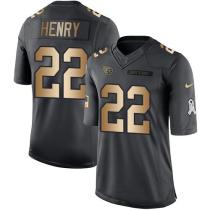 Nike Titans -22 Derrick Henry Black Stitched NFL Limited Gold Salute To Service Jersey