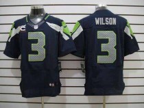 Nike Seattle Seahawks #3 Russell Wilson Steel Blue Team Color With C Patch Men's Stitched NFL Elite