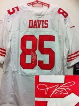 Nike San Francisco 49ers #85 Vernon Davis White Men‘s Stitched NFL Elite Autographed Jersey
