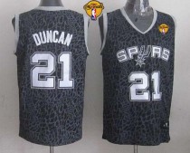San Antonio Spurs -21 Tim Duncan Black Crazy Light Finals Patch Stitched NBA Jersey