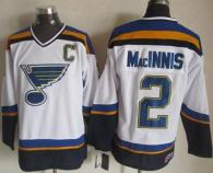 St Louis Blues -2 Al MacInnis White Navy CCM Throwback Stitched NHL Jersey