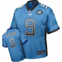 Nike Lions -9 Matthew Stafford Blue Team Color With WCF Patch Drift Fashion Jersey