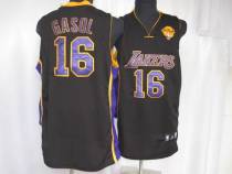 Los Angeles Lakers -16 Pau Gasol Stitched Black Purple Number Final Patch NBA Jersey