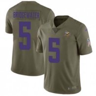 Nike Vikings -5 Teddy Bridgewater Olive Stitched NFL Limited 2017 Salute to Service Jersey