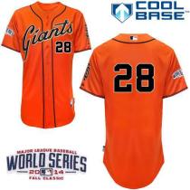 San Francisco Giants #28 Buster Posey Orange Cool Base W 2014 World Series Patch Stitched MLB Jersey
