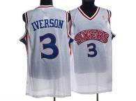Mitchell and Ness Philadelphia 76ers -3 Allen Iverson Stitched White Throwback NBA Jersey