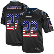 Nike Dallas Cowboys #22 Emmitt Smith Black Men's Stitched NFL Elite USA Flag Fashion Jersey