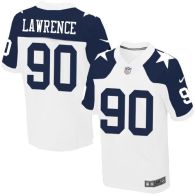 Nike Dallas Cowboys #90 Demarcus Lawrence White Thanksgiving Throwback Men's Stitched NFL Elite Jers