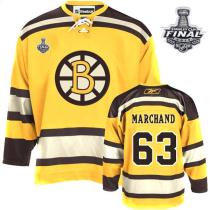 Boston Bruins Stanley Cup Finals Patch -63 Brad Marchand Winter Classic Yellow Stitched NHL Jersey