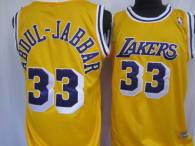 Mitchell&Ness Los Angeles Lakers -33 Abdul-Jabbar Yellow Throwback Stitched NBA Jersey