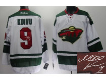 Autographed Minnesota Wild -9 Mikko Koivu White Stitched NHL Jersey