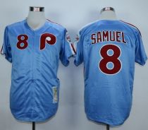 Mitchell And Ness 1984 Philadelphia Phillies #8 Juan Samuel Blue Throwback Stitched MLB Jersey