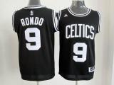 Boston Celtics -9 Rajon Rondo Black White Number Stitched NBA Jersey