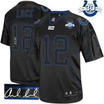 Nike Indianapolis Colts #12 Andrew Luck Lights Out Black With 30TH Seasons Patch Men's Stitched NFL