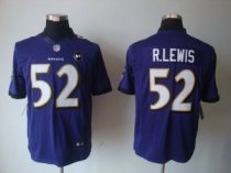 Nike Ravens -52 Ray Lewis Purple Team Color With Art Patch Stitched NFL Limited Jersey