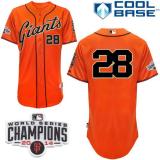 San Francisco Giants #28 Buster Posey Orange W 2014 World Series Champions Patch Stitched MLB Jersey