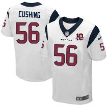 Nike Houston Texans -56 Brian Cushing White With 10th Patch Mens Stitched NFL Elite Jersey