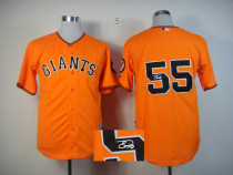 Autographed MLB San Francisco Giants #55 Tim Lincecum Orange Stitched Jersey