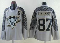 Pittsburgh Penguins -87 Sidney Crosby Charcoal Cross Check Fashion Stitched NHL Jersey