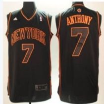 New York Knicks -7 Carmelo Anthony Swingman Black With Orange Number Stitched NBA Jersey