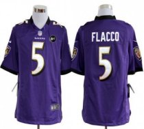 Nike Ravens -5 Joe Flacco Purple Team Color With Art Patch Stitched NFL Game Jersey