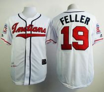 Mitchell And Ness 1948 Cleveland Indians -19 Bob Feller White Stitched MLB Jersey