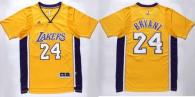 Los Angeles Lakers -24 Kobe Bryant Gold Short Sleeve Stitched NBA Jersey