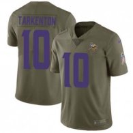 Nike Vikings -10 Fran Tarkenton Olive Stitched NFL Limited 2017 Salute to Service Jersey