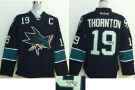 San Jose Sharks -19 Joe Thornton Black Autographed Stitched NHL Jersey