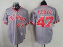 Cincinnati Reds -47 Johnny Cueto Grey 1991 Turn Back The Clock Stitched MLB Jersey