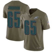 Nike Eagles -65 Lane Johnson Olive Stitched NFL Limited 2017 Salute To Service Jersey