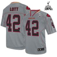 Nike San Francisco 49ers #42 Ronnie Lott Lights Out Grey Super Bowl XLVII Men‘s Stitched NFL Elite J