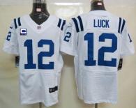 Nike Indianapolis Colts #12 Andrew Luck White With C Patch Men's Stitched NFL Elite Jersey