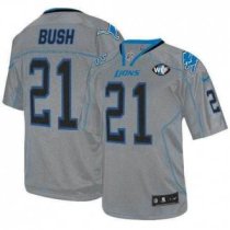 Nike Lions -21 Reggie Bush Lights Out Grey With WCF Patch Jersey