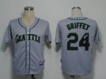 MLB Seattle Mariners #24 Ken Griffey Stitched Grey Cool Base Autographed Jersey