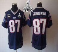Nike New England Patriots -87 Rob Gronkowski Navy Blue Team Color With C Patch Super Bowl XLIX Mens