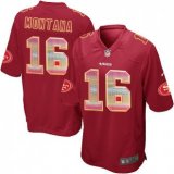 Nike 49ers -16 Joe Montana Red Team Color Stitched NFL Limited Strobe Jersey